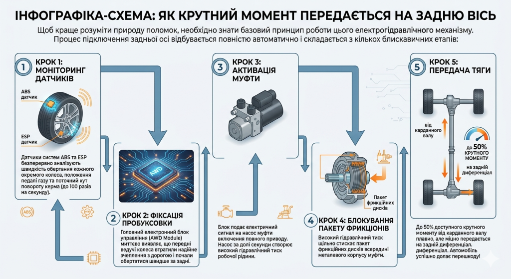 Як крутний момент передається на задню вісь